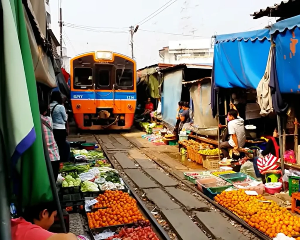 Maeklong Railway Market is one of the weird trains